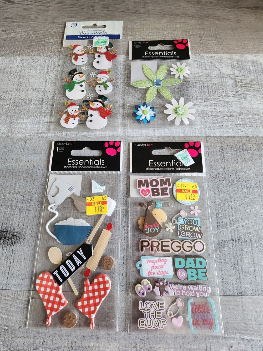 3D Sticker LOT - Pregnancy Cooking Flowers + Sandylion Scrapbooking Retired #34